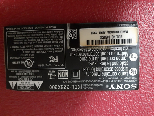 Tarjetas De Tv Sony Modello Kdl-32bx300