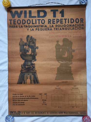 Poster Afiche Original De Publicidad De Teodolito Wild T1
