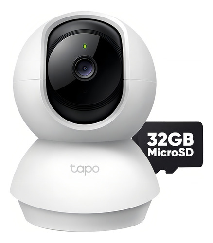 Tp-link & Cronos Kit Cámara De Video Vigilancia 1080p Full Hd Micrófono Modelo Tp-c200c-32 + Micro Sd 32 Gb / Cobertura 360° Con Seguimiento Inteligente Audio Bidireccional Y Modo Privacidad / Cctv