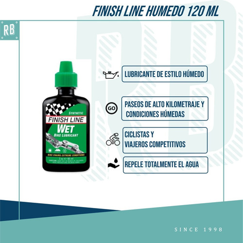Imagen 2 de 10 de Aceite Lubricante Bicicleta Finish Line Humedo 120ml