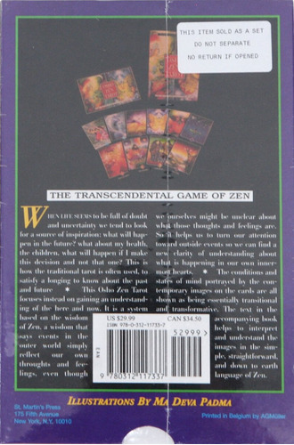 Osho Zen Tarot: The Transcendental Game Of Zen, De Ma Deva Padma. Editorial St. Martin's Press En Inglés
