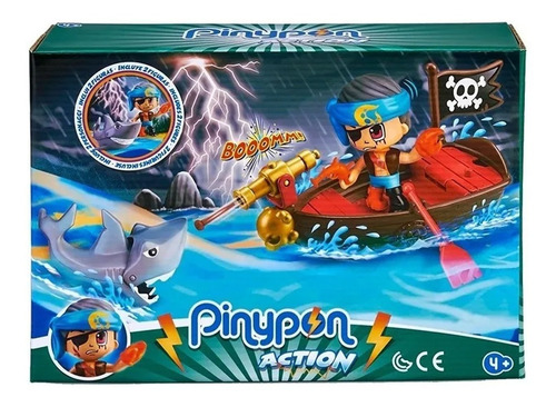 Imagen 7 de 9 de Pinypon Action Piratas + Figuras Bote Barco Pirata Muñeco