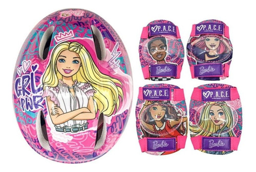 Set Casco Con Rodilleras Barbie