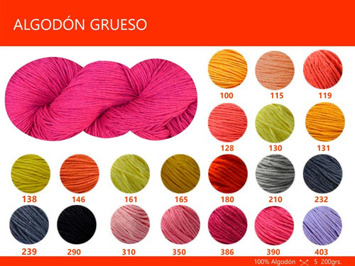 Imagen 2 de 6 de Hilado Algodón Grueso Nube X 1 Kg. Por Color