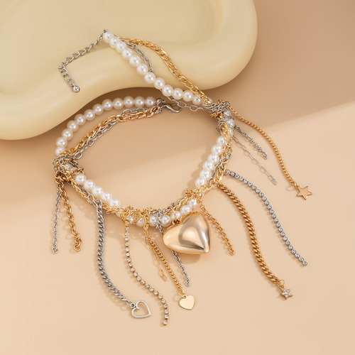Collar De Cadena Con Borlas Con Colgante Multicapa Para Muje