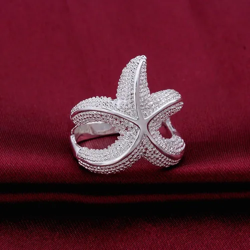 Lzd Anillo De Moda Chapado En Plata Esterlina Con Estrella .