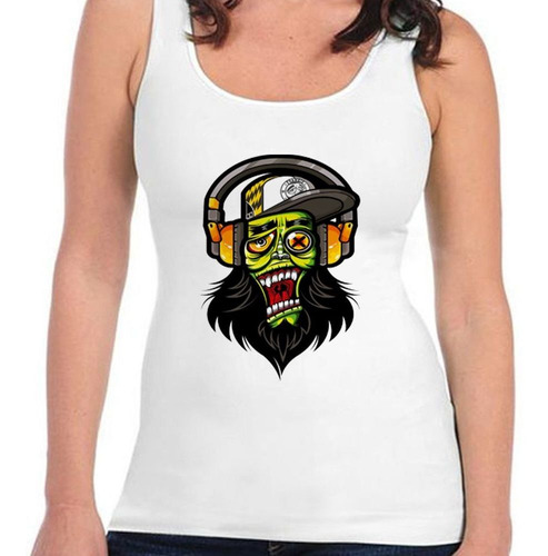 Musculosa Zombie Rock Musica Gorra Auriculares