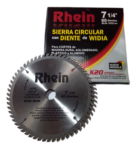 Sierra Circular 7 1/4 Rhein 60 Dientes De Widia