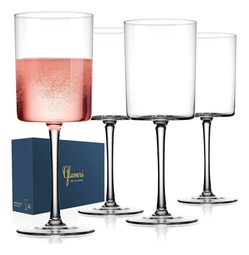 Juego De 4 Copas De Vino Cuadradas, Copas De Vino Modernas C
