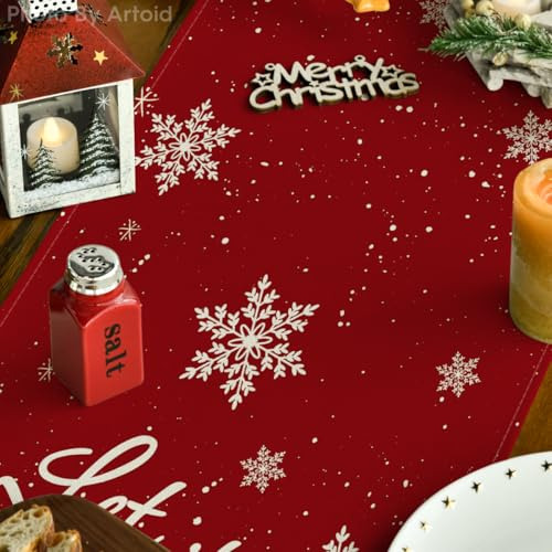 Artoid Mode Red Snowman Let It Snow Winter Table Runner, De