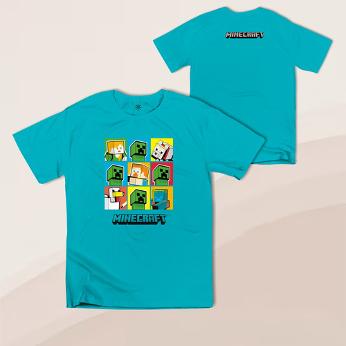 Playera Minecraft Cuadricula Steve Alex Creeper Infantil