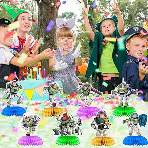 8 Uds Buzz Lightyear Fiesta Centro De Mesa Tipo Panal Decora