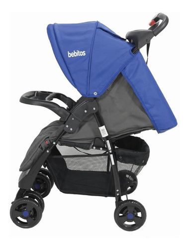 Carrinho de bebê de paseio travel system Bebitos Safari Cochecito con huevito travel system azul com chassi de cor preto