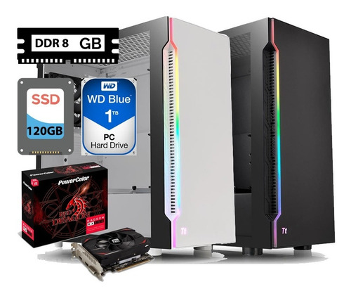 Pc Gamer Intel 3.5ghz, 120gb, 1tb, 8gb, H200 Rgb, Rx 550 4gb