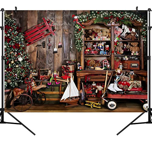 Merry Christmas Backdrop For Photography Santa Toy Shop...