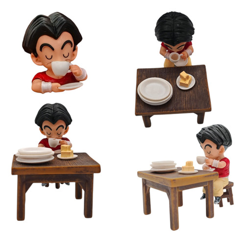 Set 5 Figuras Goku Vegeta Comiendo Dragon Ball Z
