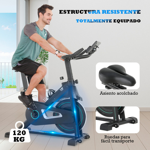 Bicicleta Spinning Fija Kronos 14kg Hogar Fitness Cardio X Rush Negro