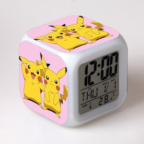 Reloj Despertador Iluminado Pokemon Pikachu Varios Diseños 