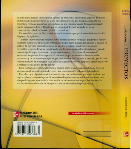 Evaluación De Proyectos 5ta Edición / Gabriel Baca Urbina (Usado)