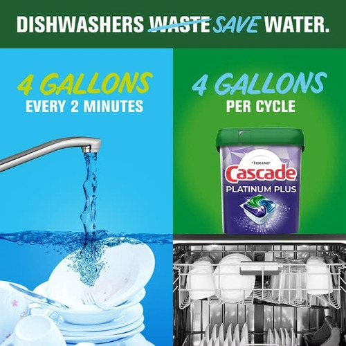 62 X Detergente Cascade Platinum Plus Cápsulas Lavavajillas