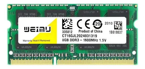 comprar Memoria Ram Weimu Ddr3 8 Gb 1600 Mhz W12800cl11-ys8g Laptop