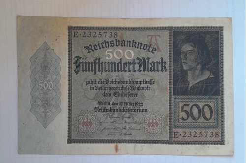 Billete De 500 Marcos, Alemania, Año 1922