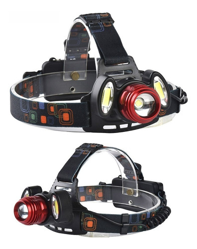 Imagen 7 de 10 de Linterna Led Minero Zoom Vincha T6 + Cob Recargable Usb 12v