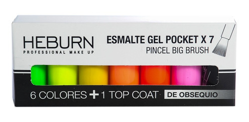 Heburn Set X7 Esmalte Gel Pocket 04 Color Uñas Manicuría