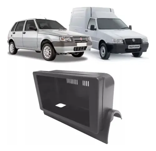 comprar Moldura Dvd 2din Multimidia Mp5 Fiat Uno Mille Fiorino Cinza