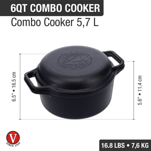 Set Sarten 20cm+ Grill + Olla Cooker Hierro Fundido Victoria