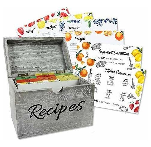 Baking & Beyond Recipe Box, Recipe Card Holder Box With 