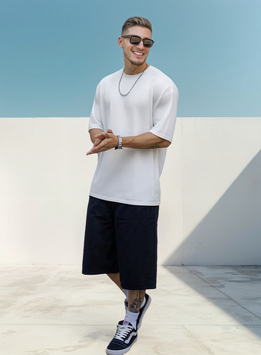 Bermudas Jean Hombre Real Baggy Mom Urbano Oversized