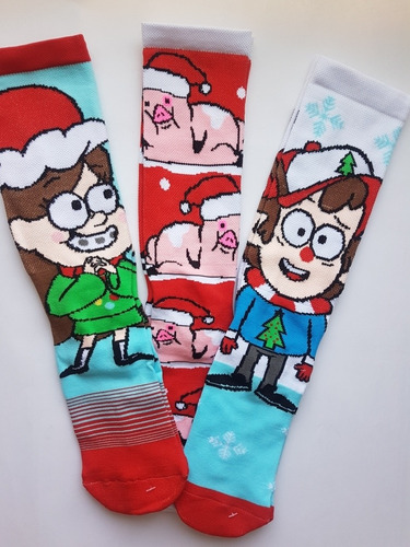Calcetas Gravity Falla Navideño Mabel Dipper Waddles Navidad
