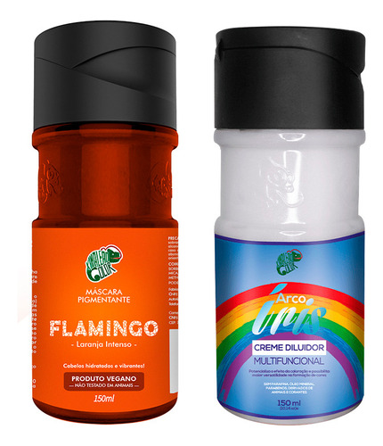  Kit Flamingo 150ml E Diluidor Arco Iris 150ml Kamaleão Color Tom Laranja