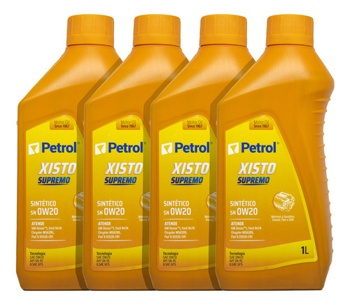 Kit 4 Óleo De Motor Petrol Xisto Supremo 0w20 Dexos 1