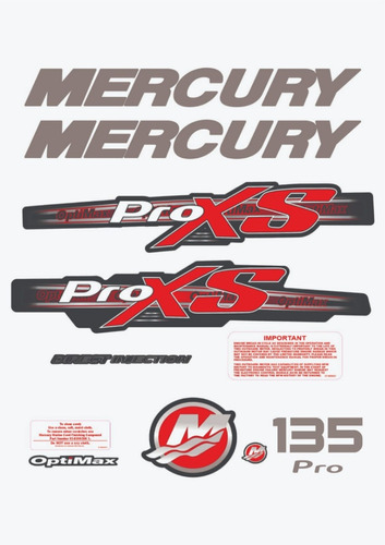 Mercury Proxs 135 Hp Motor De Popa Optimax Decalques Adesivo