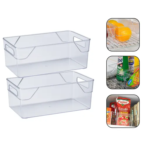 Kit 2 Organizadores Acrílico Transparente Multiuso Para Geladeira...