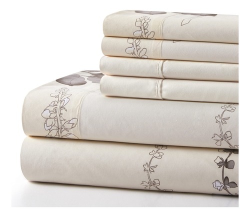 Juego De Sábanas De 6 Piezas Con Estampado De Flores De