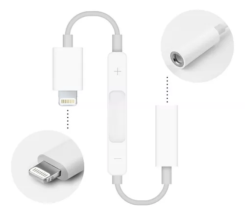 Cable Adaptador Lightning Auriculares Jack Compatible iPhone