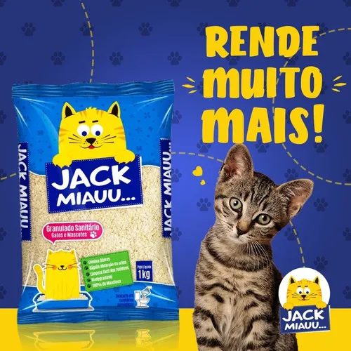 Kit 10 Granulado Arena Sanitaria Gato Pet Jack Miau Mandioca