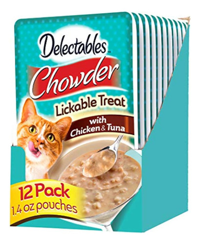 Delectables Chowder Lickable Treat Pollo Y Atun 12 Und