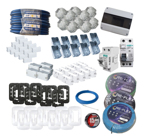 Pack Combo Pvc Kit Instalación Electrica Completa Jeluz 25 A 220v Blanco