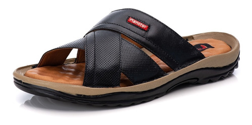 Chinelo Comfort Comfort Masculino Em Couro Preto