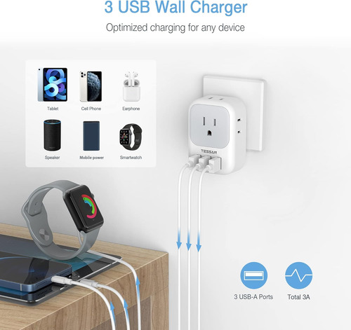 Adaptador India Enchufe, Cargador De Viaje Tipo D 4 Sal...