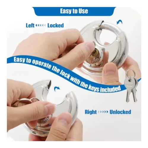 Candado De Seguridad 70mm Anticorte Redondo Acero Inoxidable