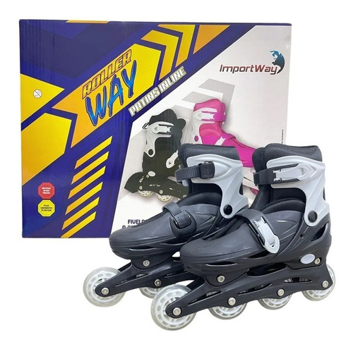 Patins 4 Rodas Inline Freio Trava Preto Tam P 31/34 Inmetro