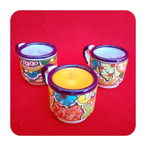 Imagen 1 de 4 de 50 Velas De Talavera Poblana Tarrito 6 Cm Mejor Precio Vls