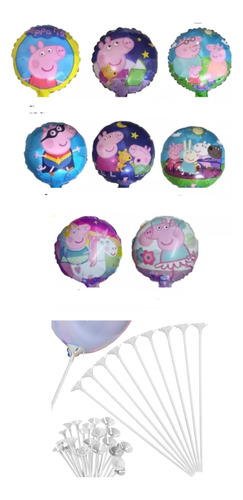 Pack Globos Infantiles X  35 U + Varillas. Tamaño 25 Cm