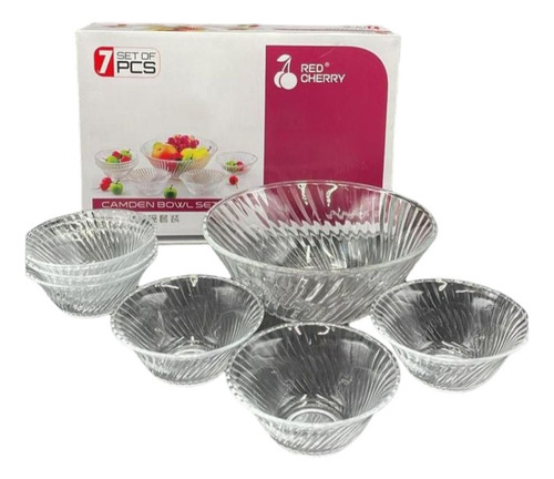Set Ensaladera De Vidrio + 6 Bowls (7 Piezas)