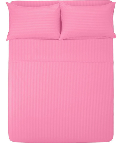 Sábana King Size 1800 Hilos, Microfibra Grabada Ultra Suave Color Rosa Pastel Diseño De La Tela Color